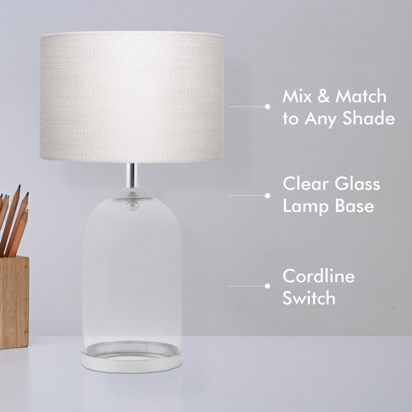 Mira 33cm Clear Glass Lamp Base – Verve Lighting
